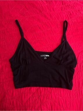 Fashion Nova Black Ribbed Cropped Brami Top